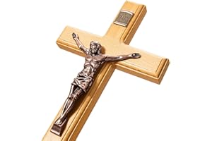 ACHIBANG Catholic Crucifix Wall Cross – 12 Inch Wooden Jesus Cross for Wall, Faithful Christian Cross Wall Gift for Prayer Room, Home, Confirmation or Easter