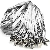 Beebel Gray Lanyards 100 Pack Nylon Flat Badge Lanyard for Id Badge Name Tag (Gray, 100 Pack)