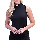 Women's Clergy Sleeveless T-Shirt Tab Collar Clergy Minister Priest Outfit Priest Costume Shirt Tops