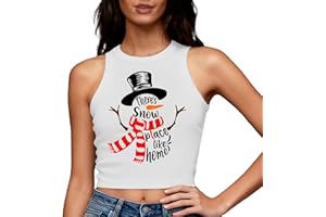 color cosplayer Women's Christmas Crop Top Sleeveless Santa Claus Holiday Vest Tops
