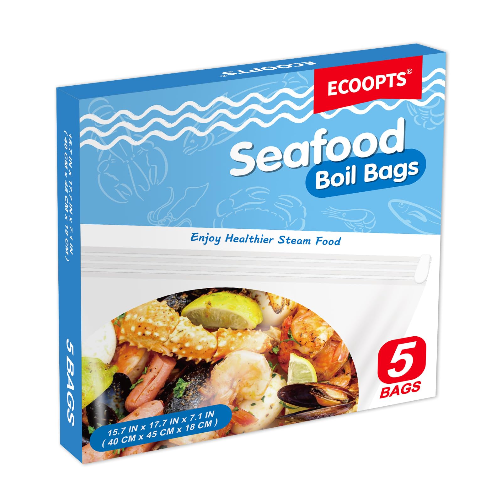 Photo 1 of 5×Seafood Boil Bags Large Size Boil Bag for fish, crab, shrimp, and veggies - cooking and storage bag (Large)