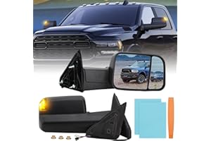 MOFOAP Driver Side Mirror Compatible with 2009-2018 Dodge Ram 1500,2010-2018 Dodge Ram 2500 3500,Tow Mirrors with Power Glass Heated Turn Signal Light Puddle Lamp(Black)