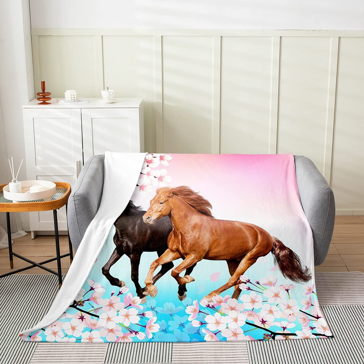 Horse Fleece Throw Blanket for Kids - Galloping