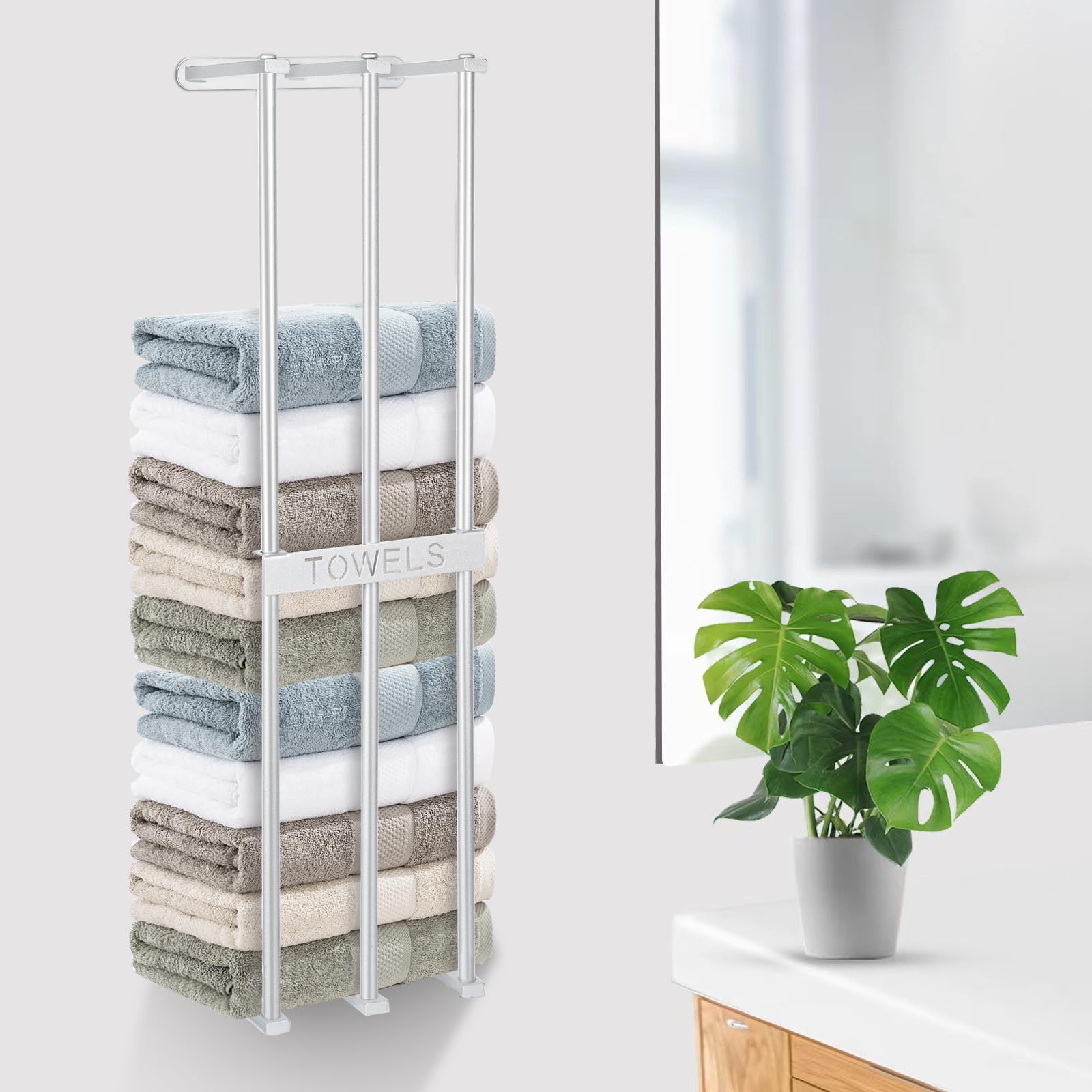 LAFEALO Silver Wall Mounted Towel Rack, 3 Bar Design, Bathroom Towel Holder, Maximizes Space, Perfect for Small Spaces