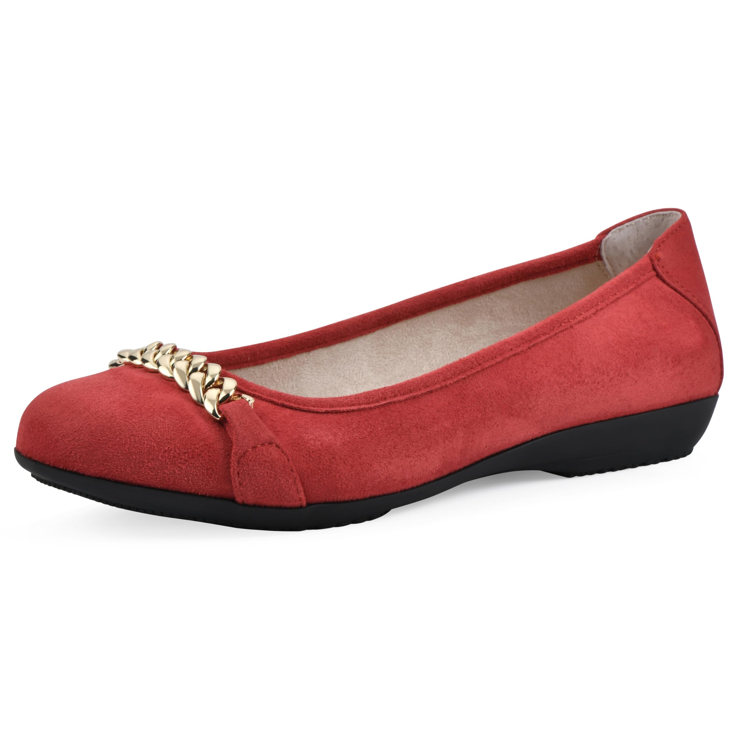 CLIFFS BY WHITE MOUNTAIN Women’s Charmed Cushioned Ballet Flat, Red/Fabric, 7 M