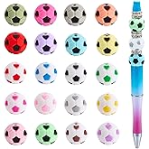 HUAAPLEVLA 40 Pcs 15mm Silicone Soccer Ball Beads Unique Sports Silicone Beads for Keychain Making Round Football Focal Bead for Pens Bracelets Necklace DIY Crafts Jewelry Making(Mixed Color)
