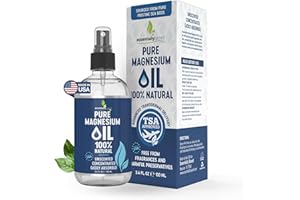 Pure Magnesium Oil Spray 3.4oz Travel Size - Topical Magnesium Spray for Sleep Extra Strength - Less Sting - Less Itch - 100%