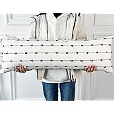 NUYECY Decorative Extra Long Lumbar Pillow Cover, 12 x 36, Striped Pattern Boho Long Lumbar Pillow Case for Bed, Sofa, Couch, Farmhouse, Black, Modern Accent