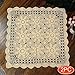 Elesa Miracle 24 Inch 2pc Handmade Square Crochet Cotton Lace Table Placemats Sofa Doilies Value Pack, Square, Beige