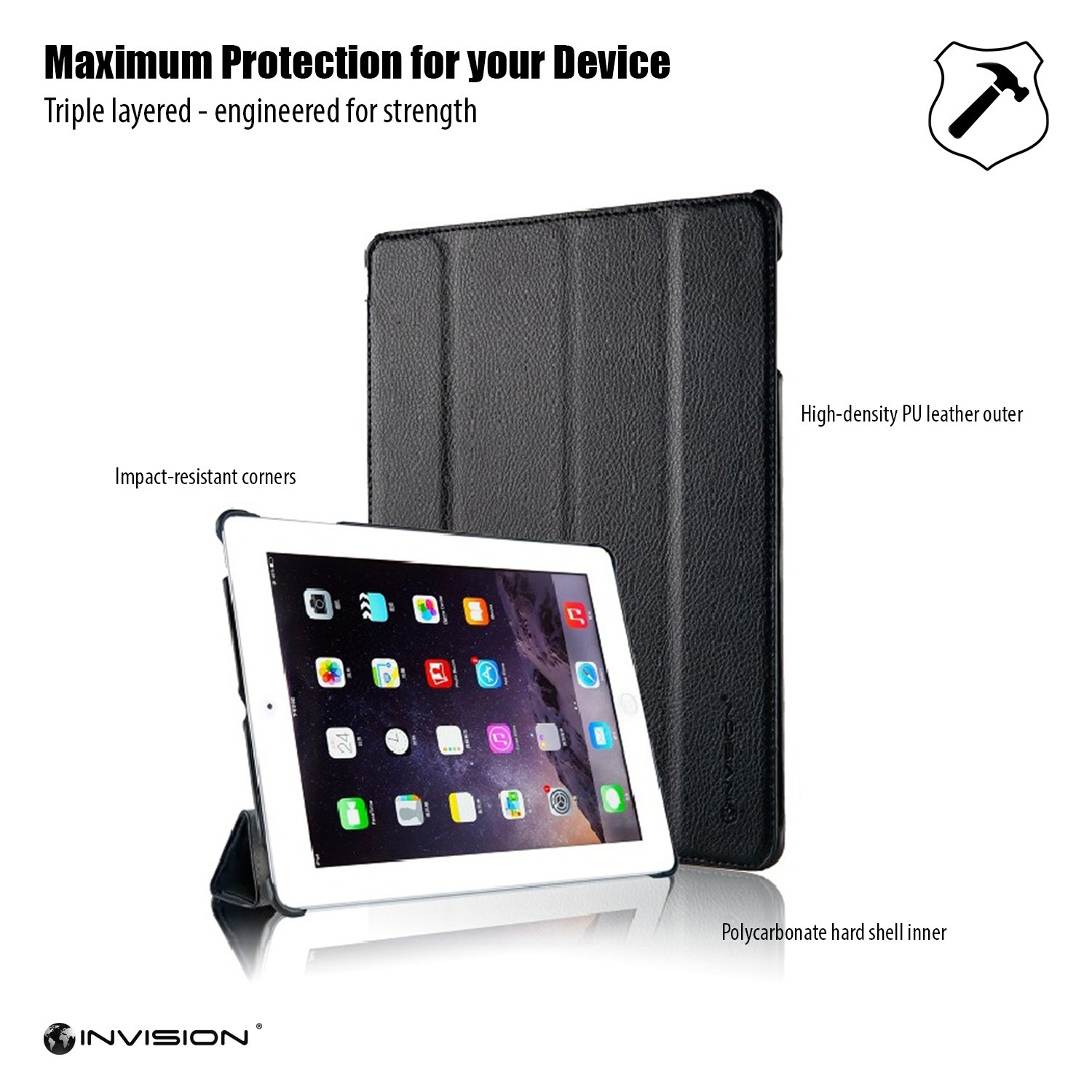 Invision IPad 2 IPad 3 IPad 4 Case Protective Smart Cover Invision IPad 2 IPad 3 IPad 4 Case Protective Smart Cover