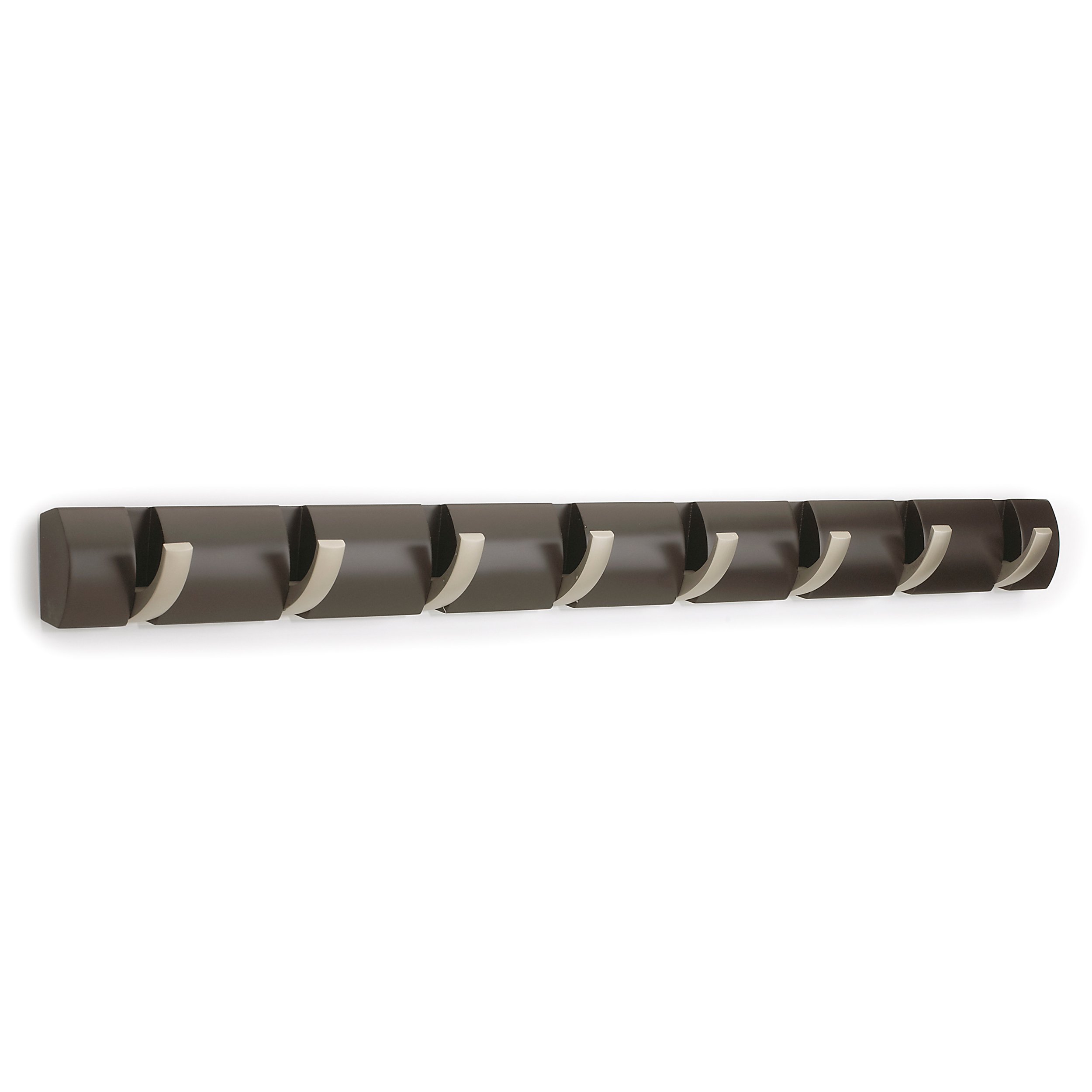 Umbra Flip 8 Hook Wall Mounted Floating Coat Rack, Espresso/Nickel
