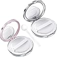 OIIKI 2 Packs Loose Powder Compact Containers, 3g Refillable Container with Powder Puff, Mirror, Net, Spoon, DIY Makeup Powder Cases Portable Powder Compact Boxes for Daily Use or Travel -Pink, Silver