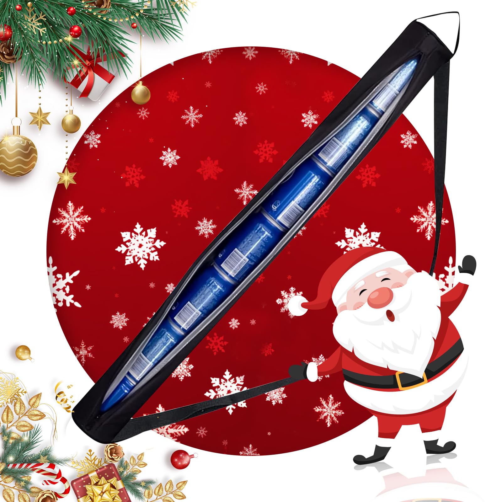 Beer Sleeves for Golf Bag, 7-Can Insulated Can Beer Sleeve Cooler Tube with Adjustable Shoulder Strap, Keeps Beverages Ice Cold While Playing Golf