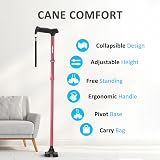 rehand Walking Stick Foldable Adjustable Self Standing Pivot Red view 2