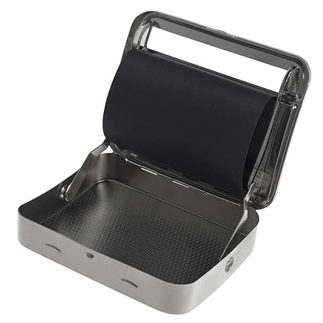Smartfox Tabakdose mit integrierter Drehmaschine Zigaretten Rollbox Rollmaschine Stopfmaschine Wickler Roller in Silber