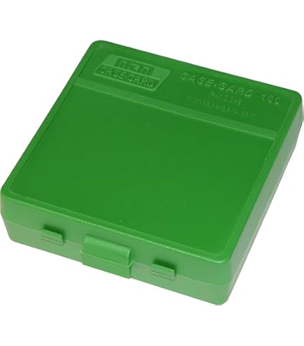 Caja De Munición 100 Cartuchos Con Tapa Para 40 10mm 45 ACP Verde Negra Mtm Case Gard 26057115160
