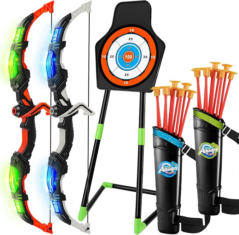 OWNONE 1 Bow and Arrow Set for Kids LED Lights Suction Cup Arrows