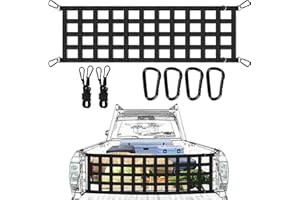 DoubleCare 60"x 18" Cargo Net for Truck Bed with 2 Adjustable Rope, Tailgate Net for Full Size Truck, Easy-to-use Cargo Net f
