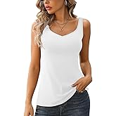 V FOR CITY Women Tank Top with Built-in Padded Bra Adjustable Wide Strap V-Neck Camisole Cotton Cami Shirts