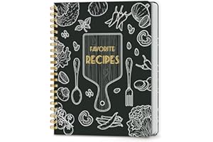 LuBudingJoy Blank Recipe Notebook to Write in Your Own Recipes, Full Page Sprial Hardcover Personal Recipe Organise, Recipe Journal Hold 140 Recipes (Black)