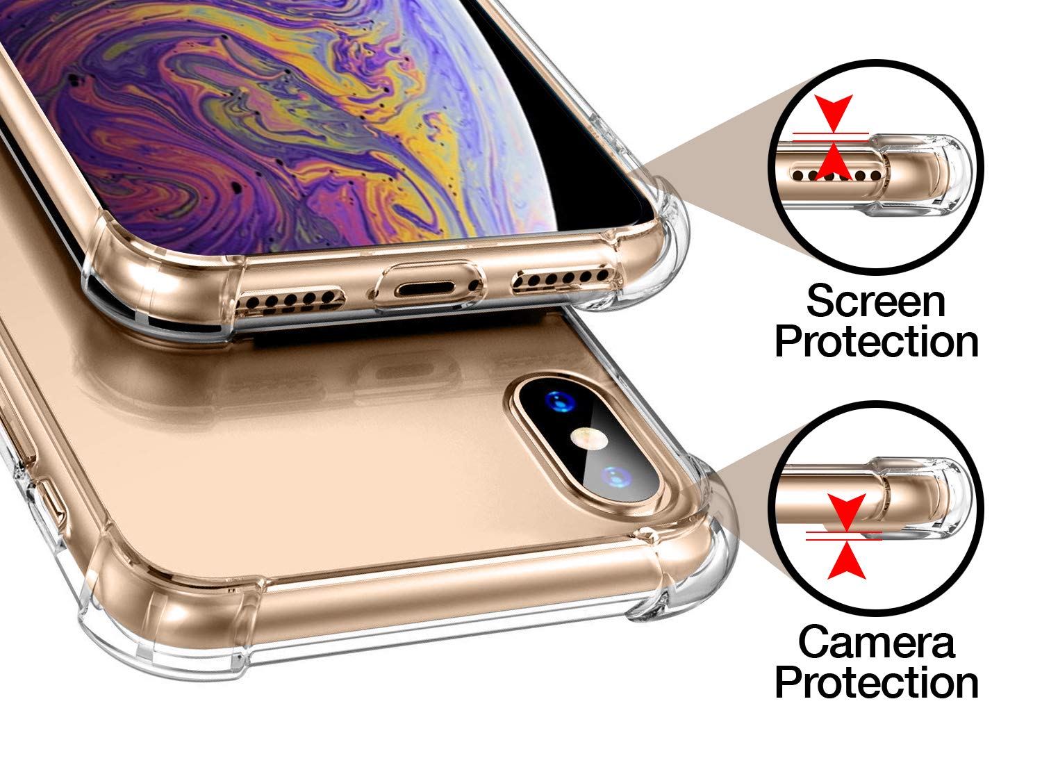 SAMAR iPhone XS Case, Premium Quality Apple iPhone XS Four Corner Full Body Cover Shockproof TPU Silicon Bumper Case [Crystal Clear] Extreme Armor Protection Hybrid Cover for iPhone 10S
