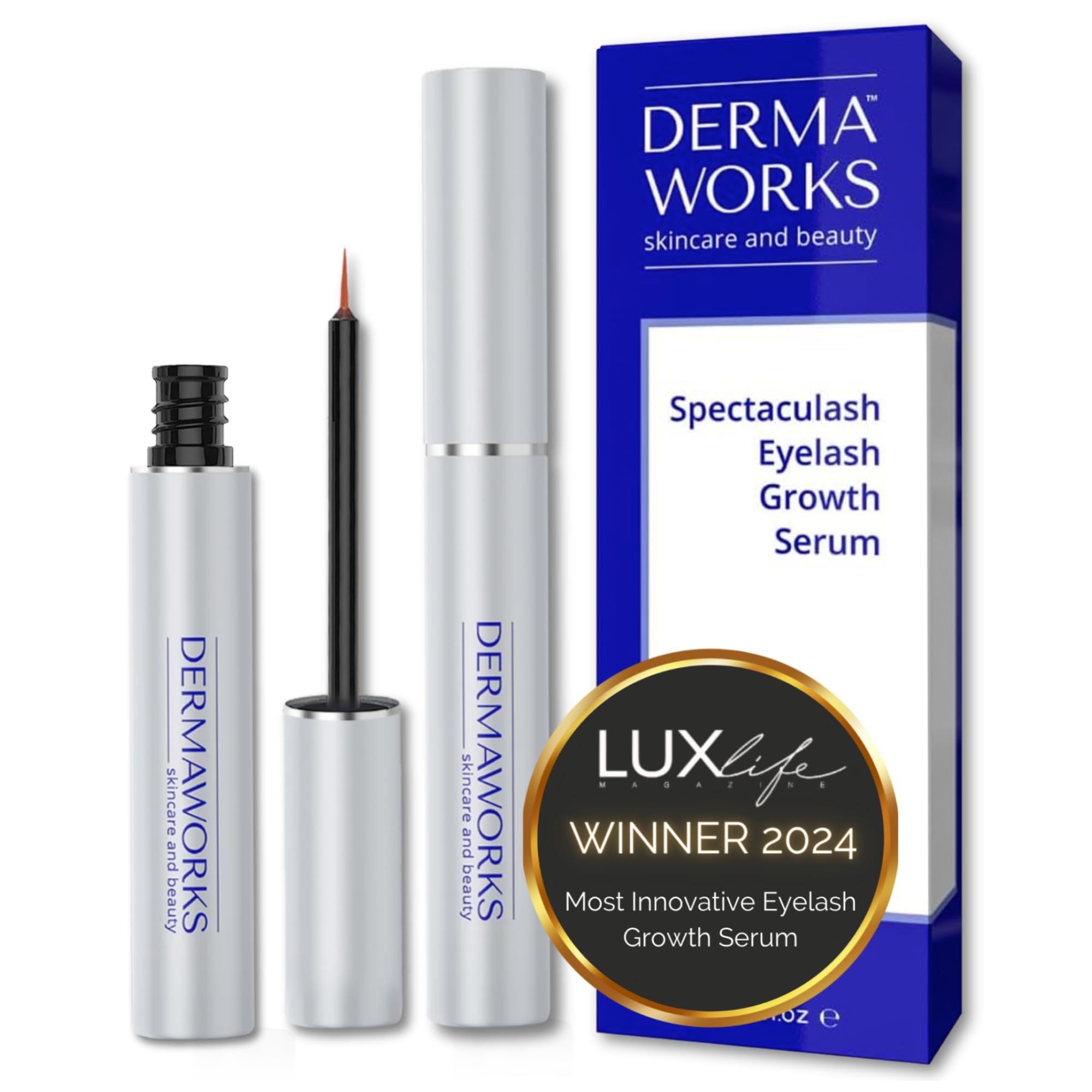 AWARD-WINNING LASH SERUM - SPECTACULASH Eyelash Serum for Growth and Thickness - Rapid Lash Eyelash Growth - Advanced Peptide Formula - Grow Longer, Fuller, Natural Lashes in 60 DAYS - by DERMAWORKS