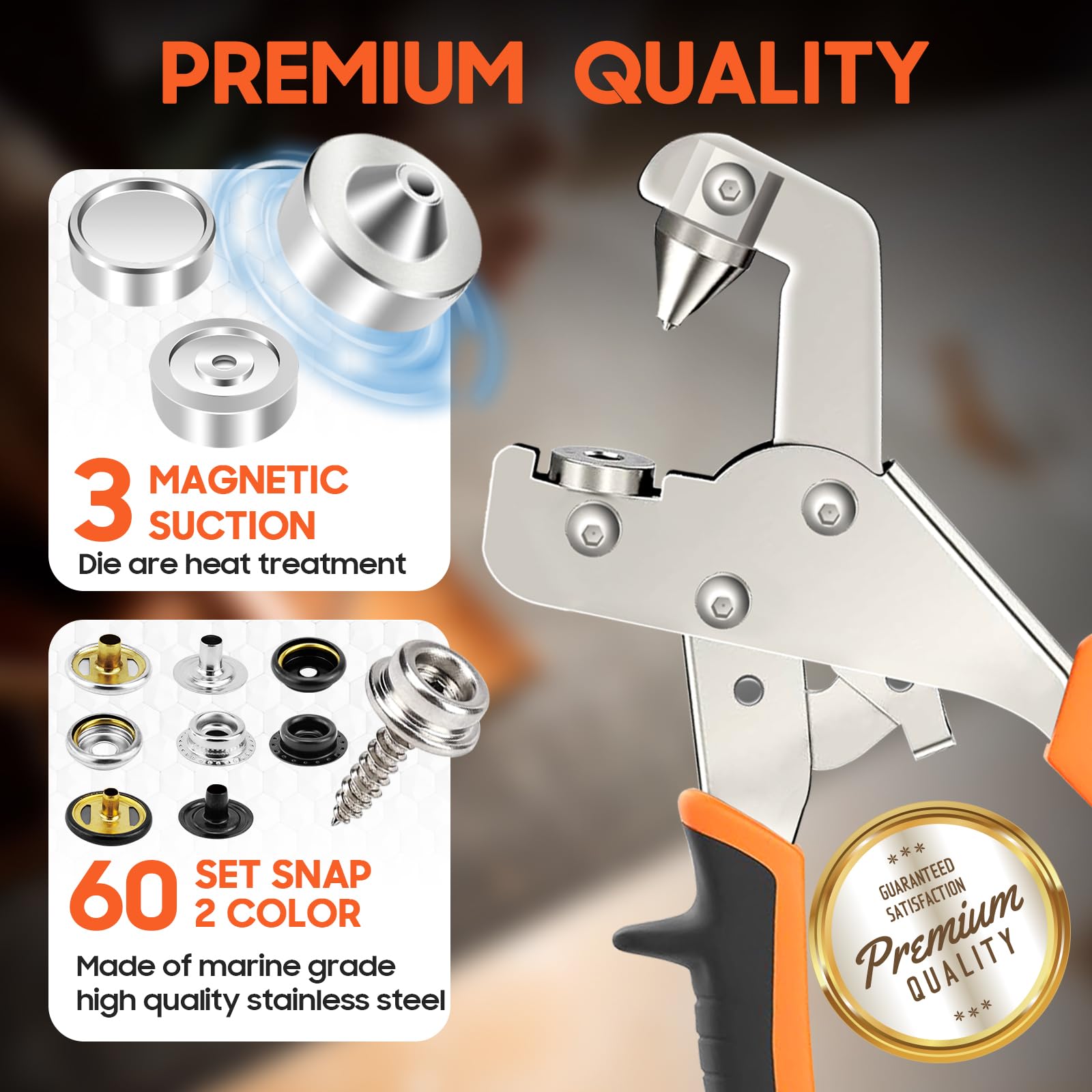 Snap Fastener Tool, Snap Kit with Tool, Canvas Snap Tool with 220 pcs Boat Cover Snaps, Repair and Replace Snaps DIY Leather, Sewing, Tarps, Fabric