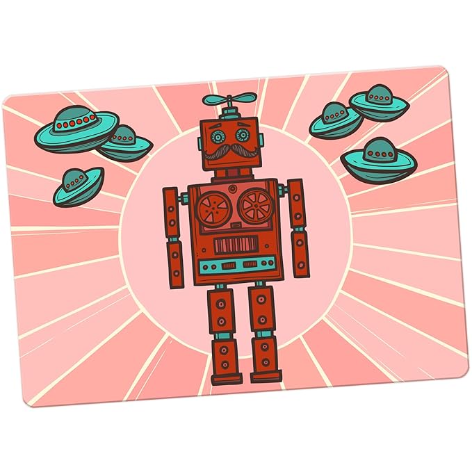 Retro Hipster Robots imán para nevera, Retro Red Fan Robot, Large ...