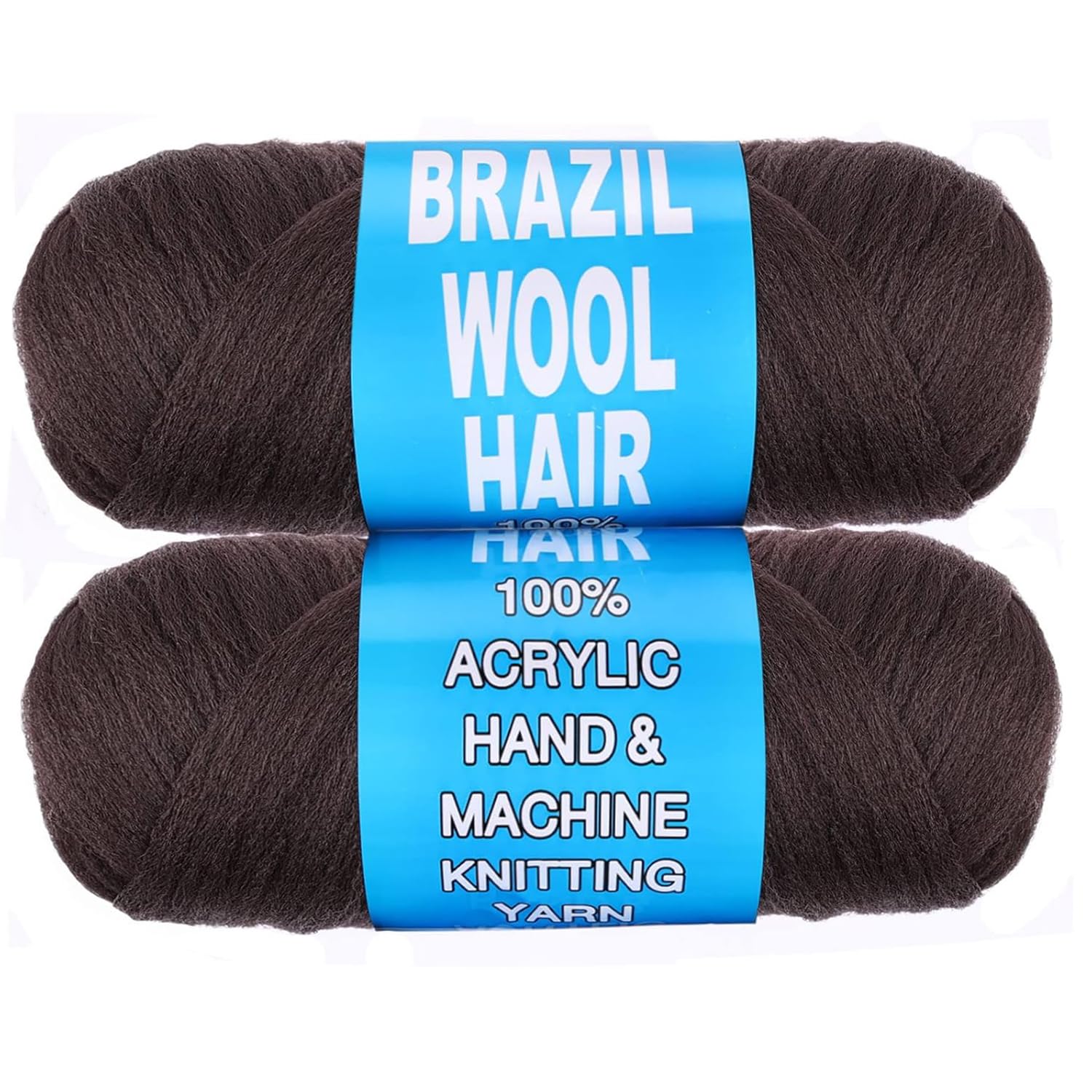 Mscat 2 Roll Dark Brown Brazilian Wool Hair for Braids - 2 Pcs Acrylic Hand Knitting Yarn for Black Women - Faux Locs, Crochet Hair, Jumbo Senegalese Twist, Synthetic Braiding Extensions 4# — image 1