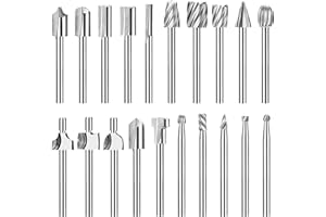 YURINWOO Wood Carving Bits Router Carbide Engraving Bits for Dremel, 20Pc HSS Router Bit Set with 1/8"(3mm) Shank for Rotary Tools for DIY Woodworking, Carving, Engraving, Drilling, Sculpting
