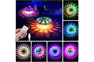QOLNBY Floating Pool Lights, IP68 Waterproof Pool Lights, Rechargeable RGB Upper and Lower Color Changing Pool Lights with 6 Dynamic Lighting Effects, Floating Light for Pond Gardens,Party -2 Pack