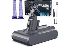 KEENSTONE Battery Replacement for Dyson V6, 6500mAh Li-ion Battery Compatible with V6 Animal V6 Absolute V6 Motorhead V6 Fluffy SV03 SV04 SV05 SV06 SV07 SV09 DC58 DC59 DC61 DC62 DC72 DC74 Vacuum Cleaner