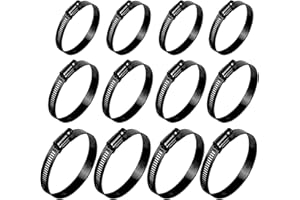 ISPINNER 12pcs 304 Stainless Steel Adjustable 27-102mm Range Worm Gear Hose Clamps Assortment Kit 2 Inch, 3 Inch, 4 Inch (Bla