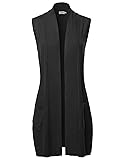 A2Y Open Front Long Sleeveless Draped Side Pockets