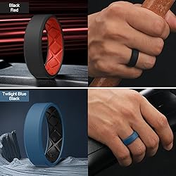 Egnaro Men's Silicone Rings, 7.5mm Wide 2.5mm Thick