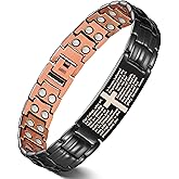 Feraco Copper Cross Bracelet for Men,Magnetic Therapy Bracelet Copper Jewelry with Powerful 3800 Gauss Magnets