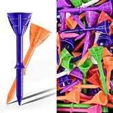 FINGER TEN Golf Tees Plastic 3 1/4 Inch 12/24/60 Pack | Unbreakable, Durable, Stable, 4 Colors Available