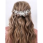 GORAIS Flower Bride Wedding Hair Vine Silver Rhinestone Bridal Headpiece Pearl Hair Piece Crystal Hair Accessories for Women and Girls