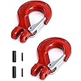 QWORK Clevis Slip Hook with Latch, 2 Pack,3/8", 4400 lbs Load Limit, Grade 80 Drop Forged Alloy Steel