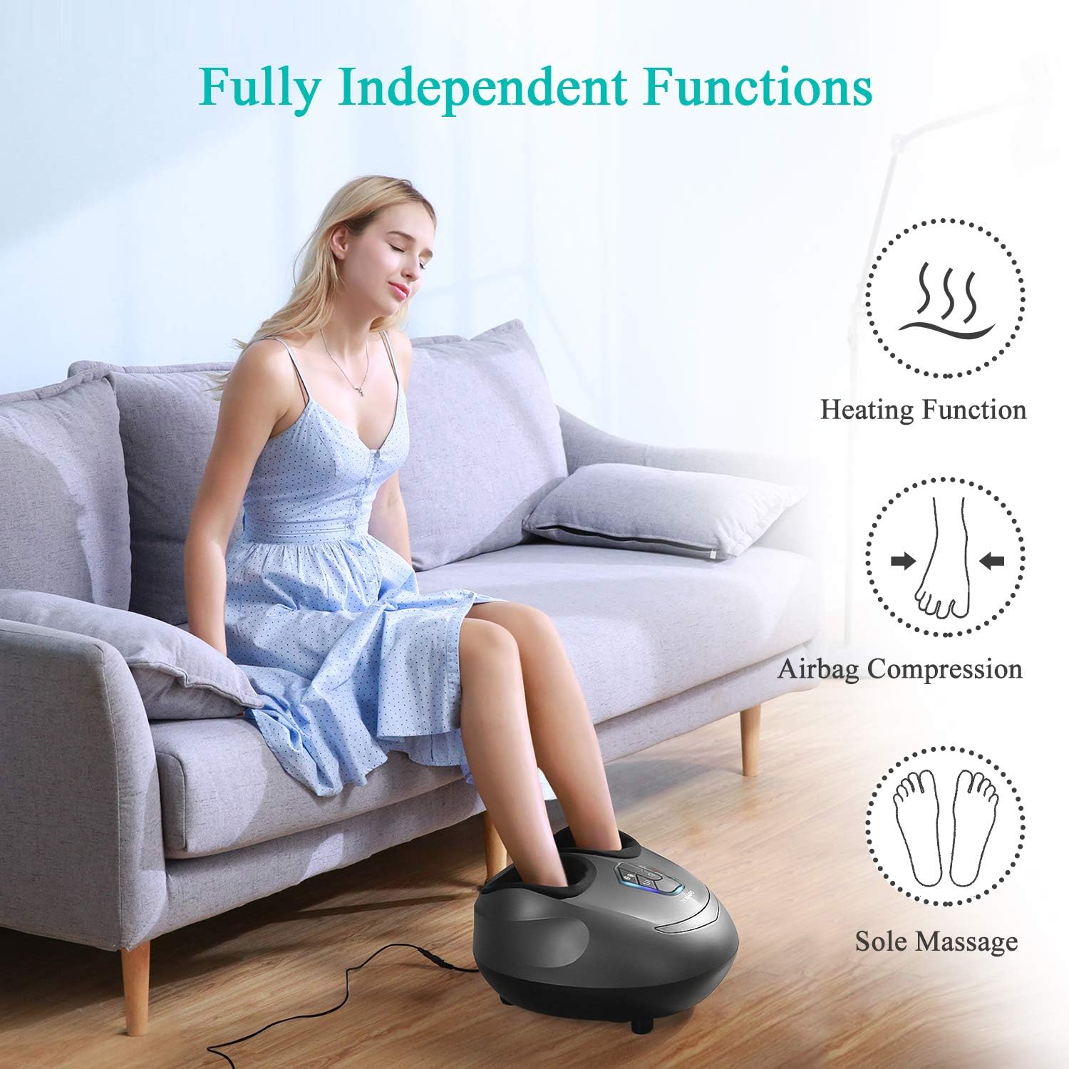 Shiatsu Foot Massager Electric Heat Kneading Foot Massage Machine with Rolling and Air Compression for Home and Office for Men and Women (Heat/Air Compression/Shiatsu can be use Separately): Health & Personal Care