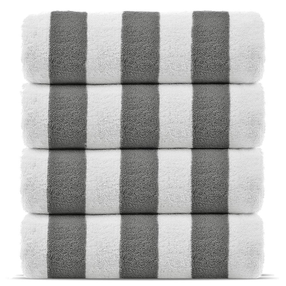 Photo 1 of ***MISSING ITEMS***
Chakir Turkish Linens Premium Quality 100% Cotton Turkish Cabana Thick Stripe Pool Beach Towels 4-Pack (Gray, 30x60 Inch)