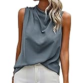 Flamingals Sleeveless Hollow Out Button Back Pleated Draped Stylish Women’s Blouses