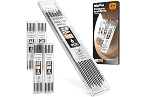 Nicpro 24 Pieces Carpenter Pencil Lead Refills 2.8mm, Break Resistant Leads for Construction and Woodworking Pencils (Black)