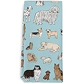 cvjutf Funny Dog Teal Kitchen Hand Towels Decor, Cute Dogs Themed Blue Decorative Dish Hand Tea Towels for Bathroom Kitchen Decor Decorations, Dog Owner Lovers Gifts for Women Kids,16x24Inch