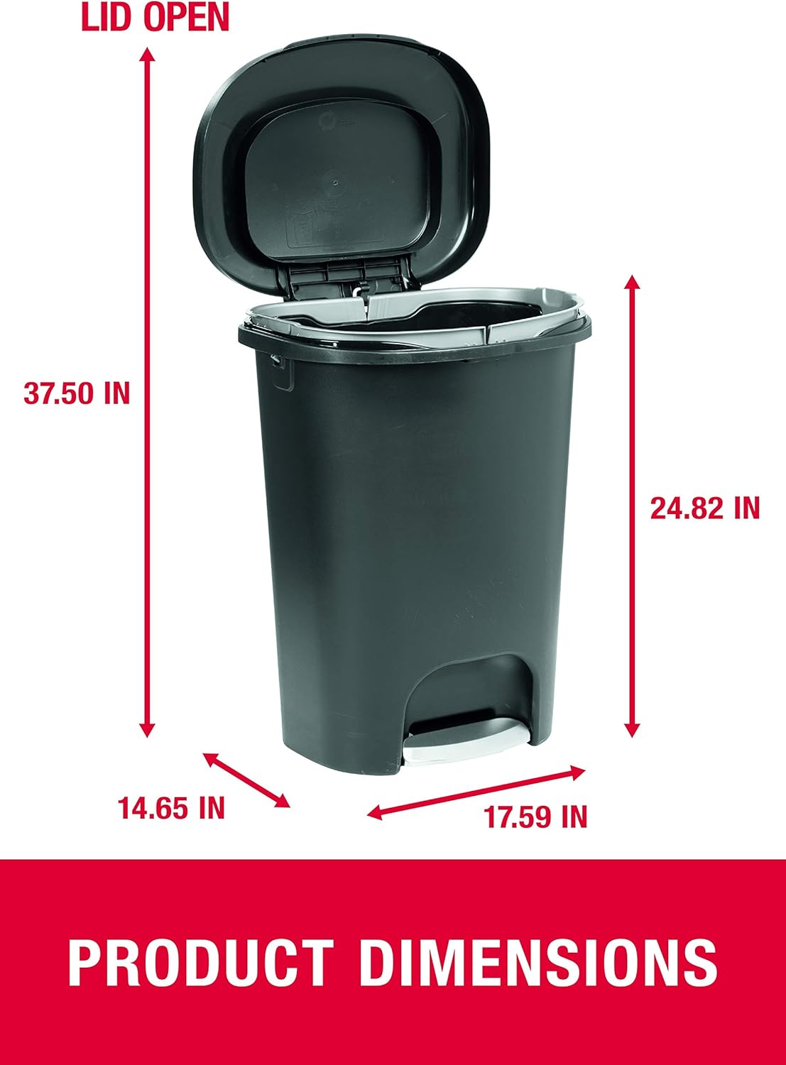 Rubbermaid NEW 2019 VERSION Step-On Lid Trash Can for Home, Kitchen, and Bathroom Garbage, 13 Gallon, Black: Home & Kitchen