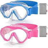 Aegend 2 Pack Kids Swim Goggles with Nose Cover for Kids 3-15, Knitted Fabric Strap, Anti-Fog 180&deg; Clear View No Leak