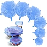 Silicone Stretch Lids – 6 Pack Reusable Food Covers,Flexible Silicone for Bowls, Containers, Fruits – Airtight & Leakproof Seal for Kitchen Storage(blue)