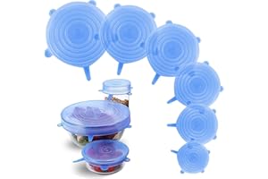 SMRTCOL Silicone Stretch Lids – 6 Pack Reusable Food Covers,Flexible Silicone for Bowls, Containers, Fruits – Airtight & Leakproof Seal for Kitchen Storage(blue)
