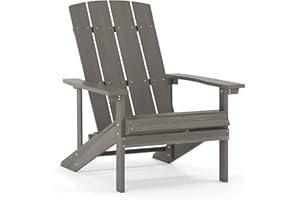 Flash Furniture Charlestown Indoor/Outdoor Faux Wood Adirondack Chair, Weather-Resistant Polyresin Patio Adirondack Chair with 350-lb. Static Weight Capacity, Gray