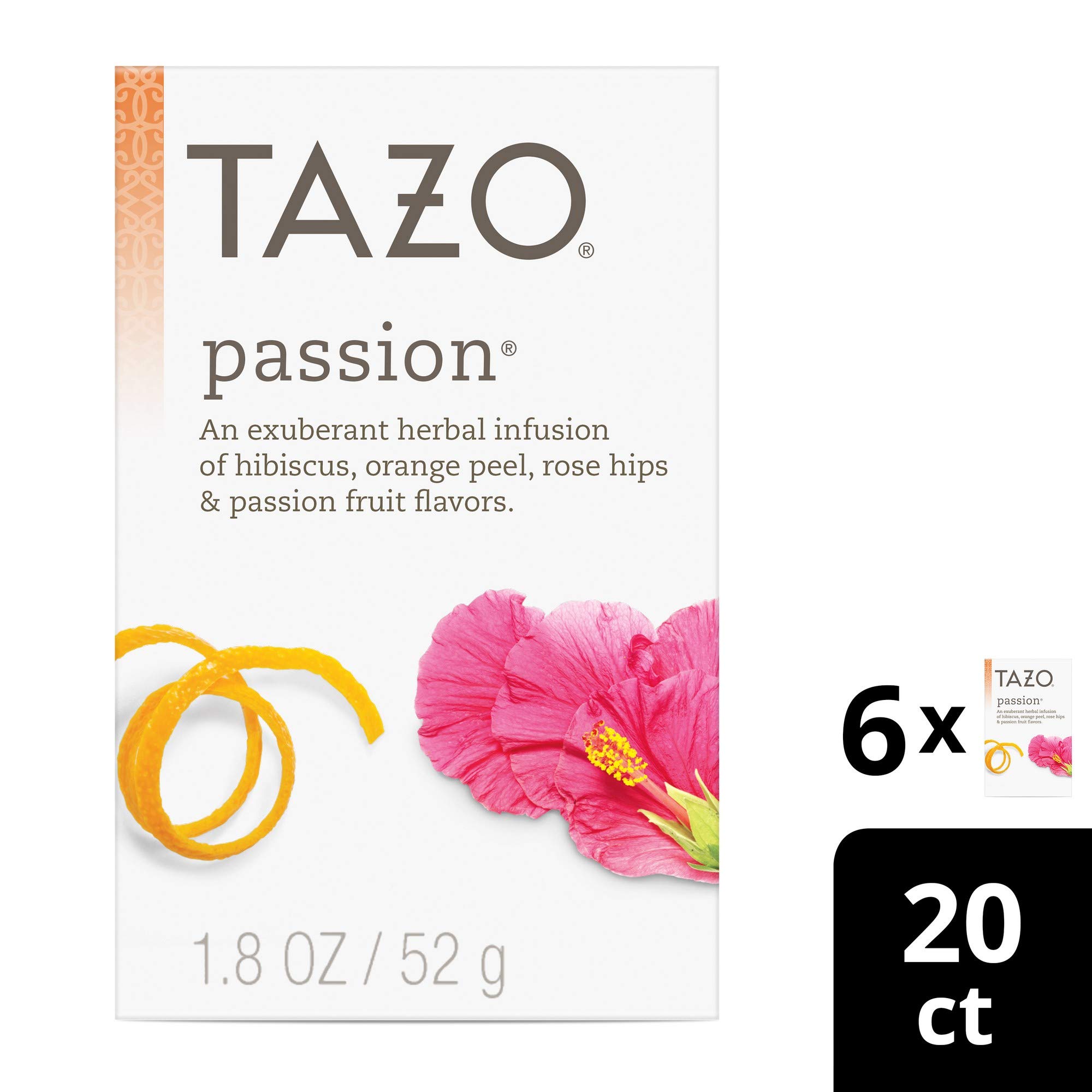 Tazo Passion Herbal Tea Filterbags, 20 Count (Pack of 6) The Sqoop